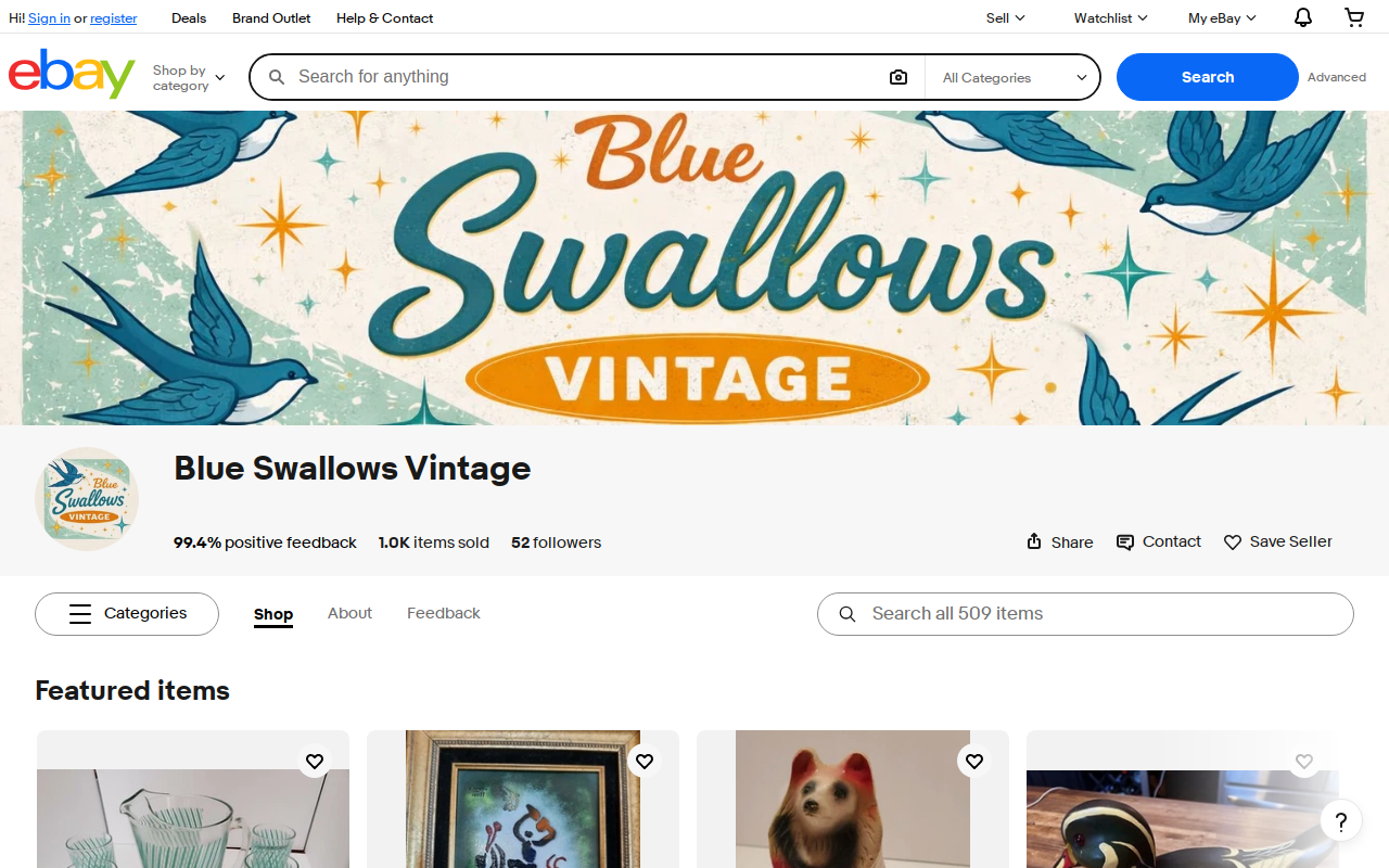 Blue Coral Vintage website preview