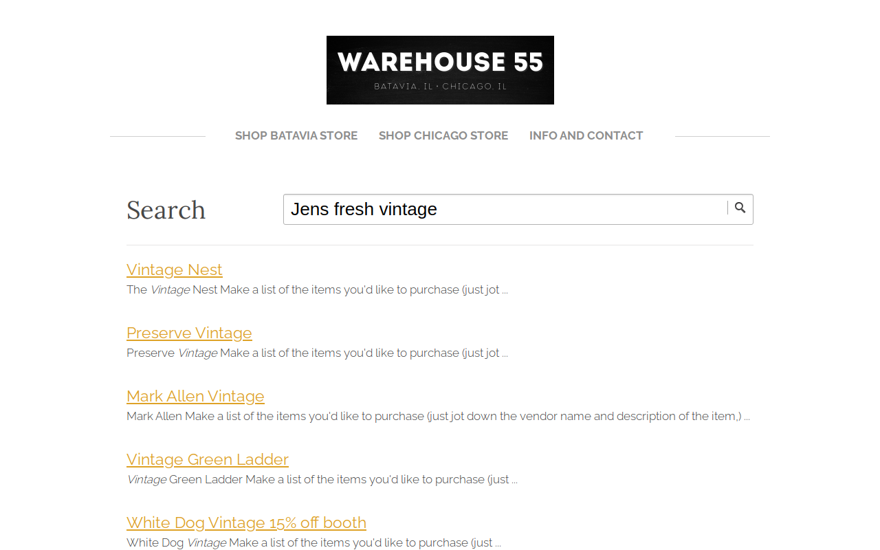 Jen's Fresh Vintage website preview