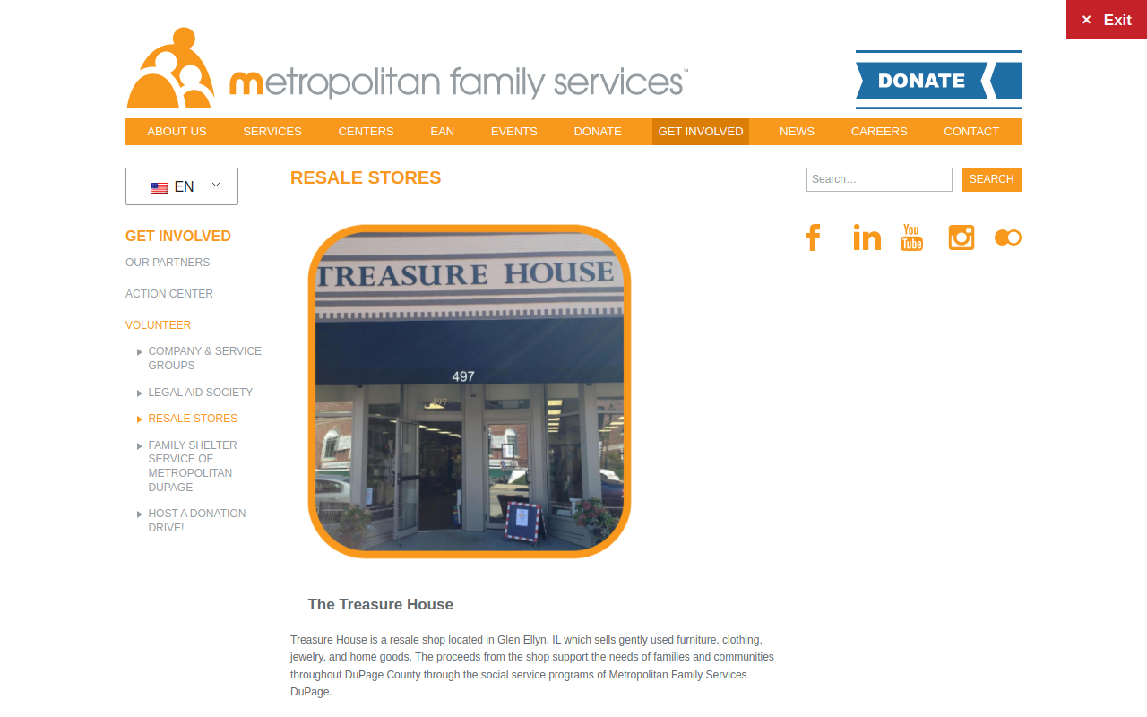 Treasure House Resale Shop website preview
