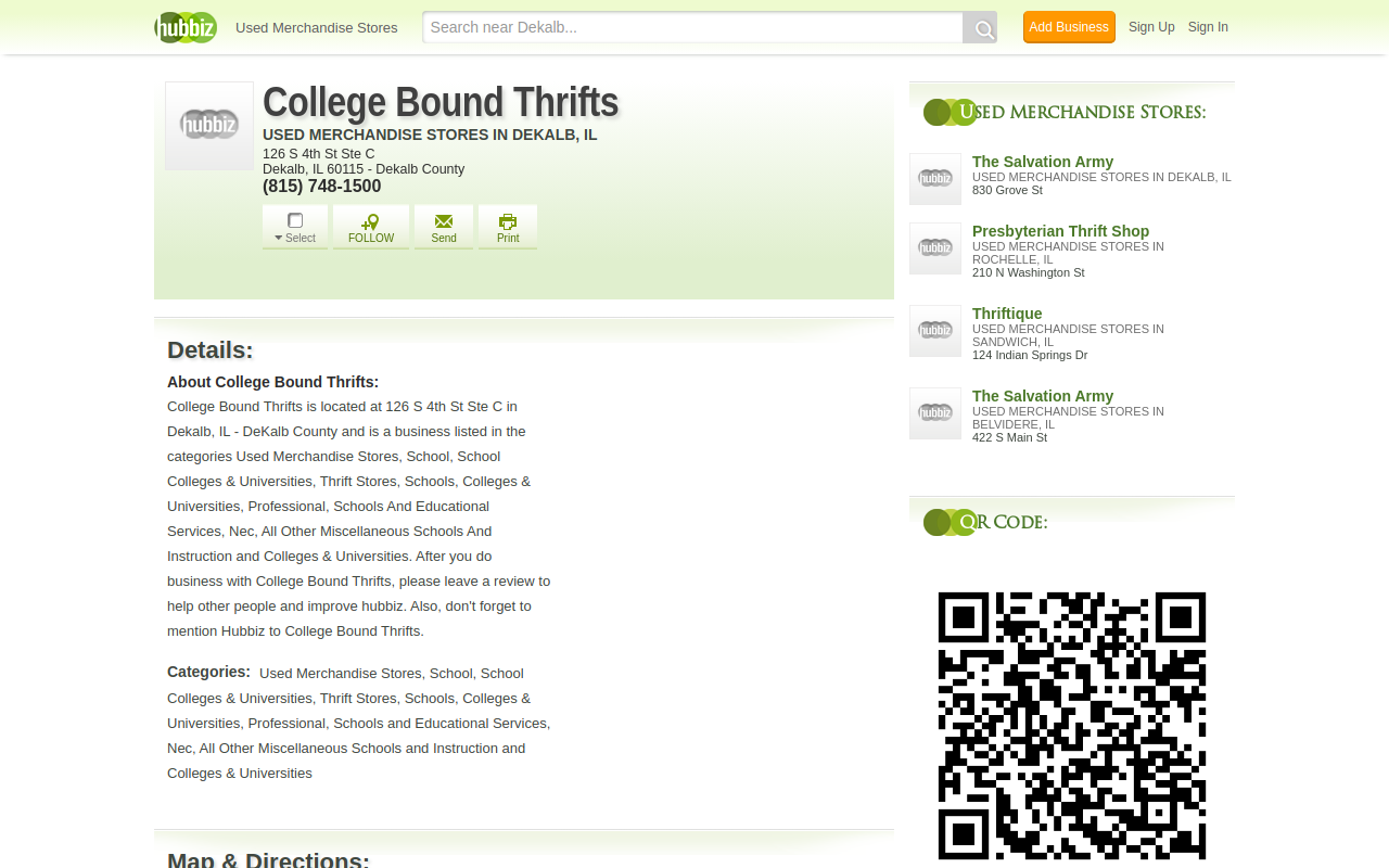 College Bound Thrifts website preview