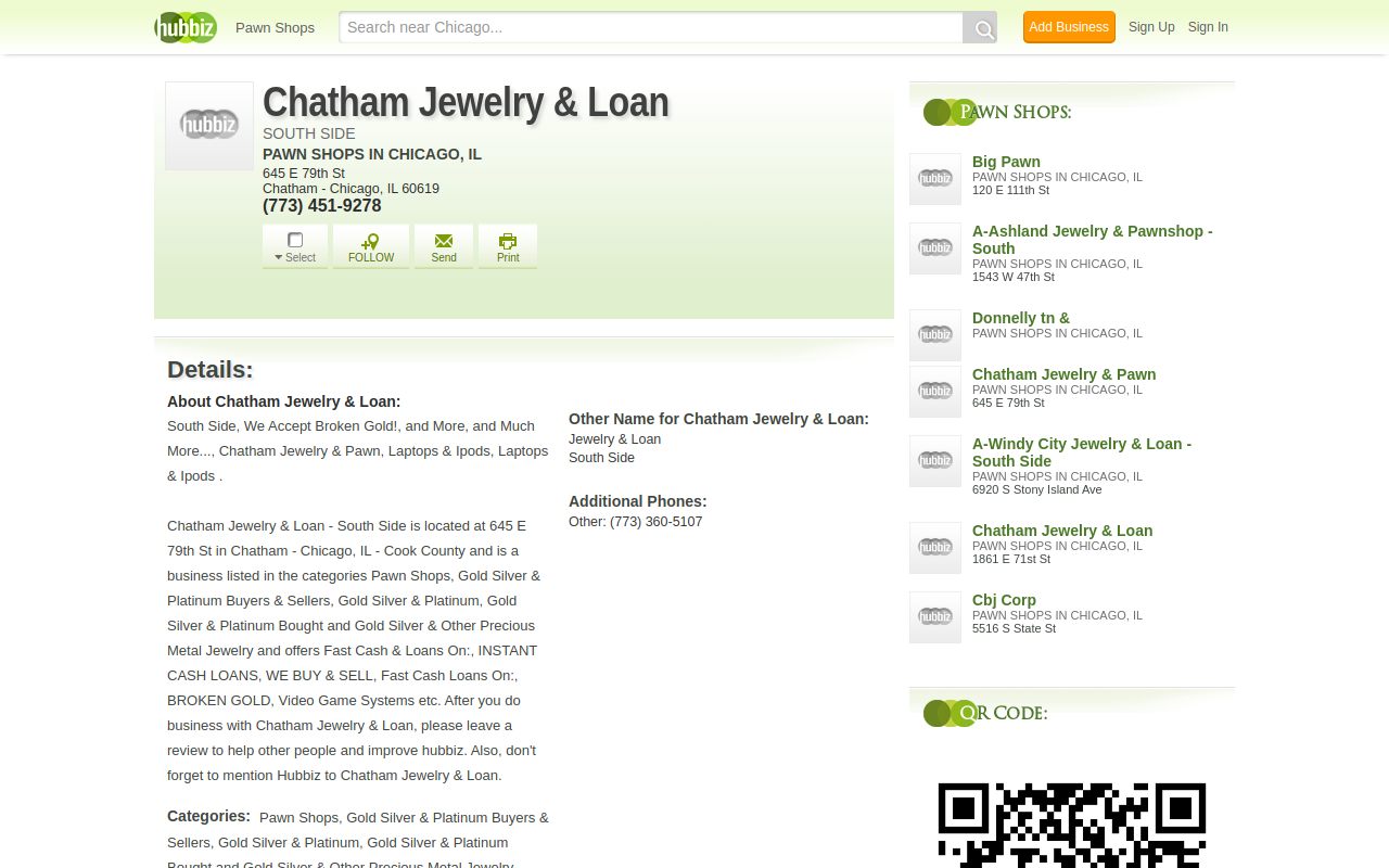 Chatham Jewelry & Loan website preview
