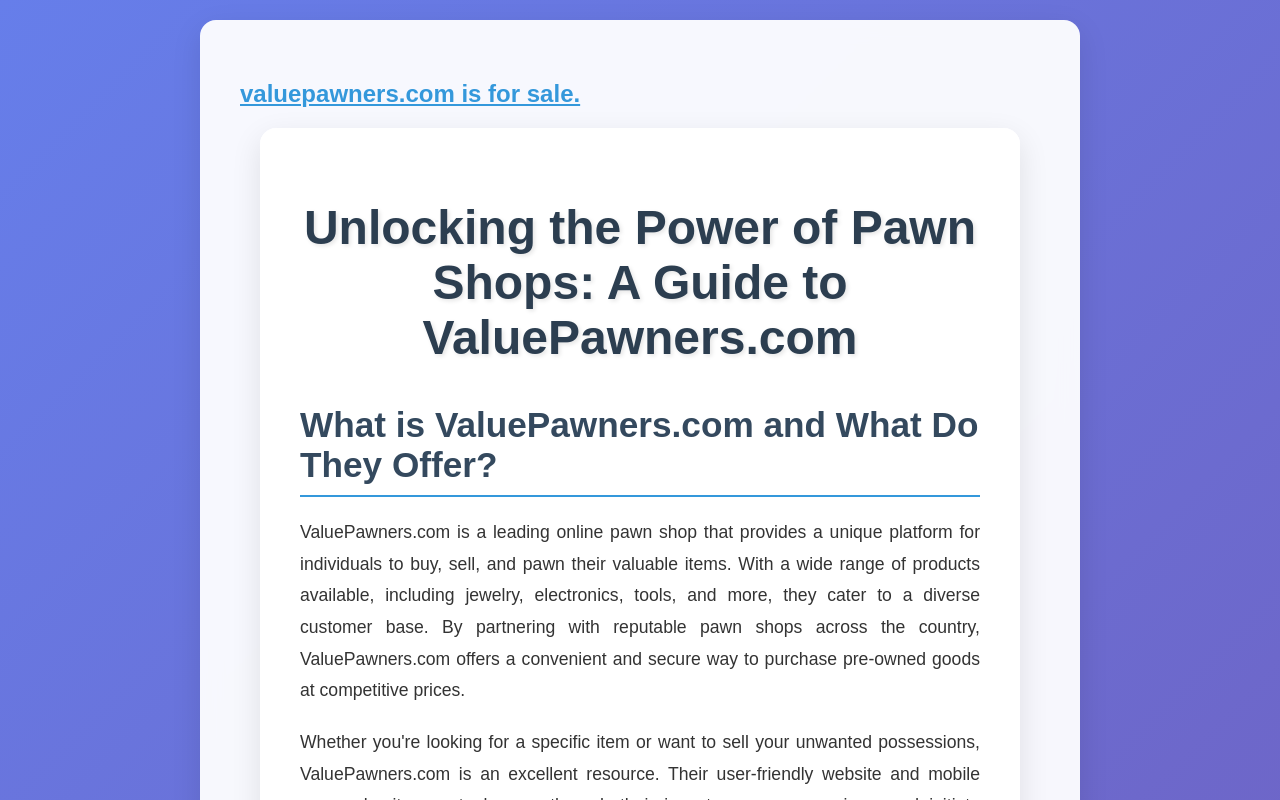 Value Pawn website preview