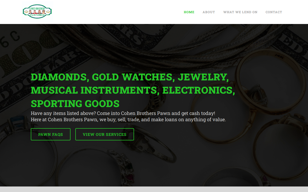 Cohen Brothers Pawn, inc. website preview