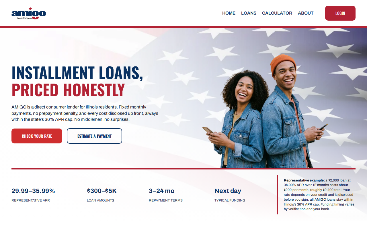 Amigo Loan Company website preview