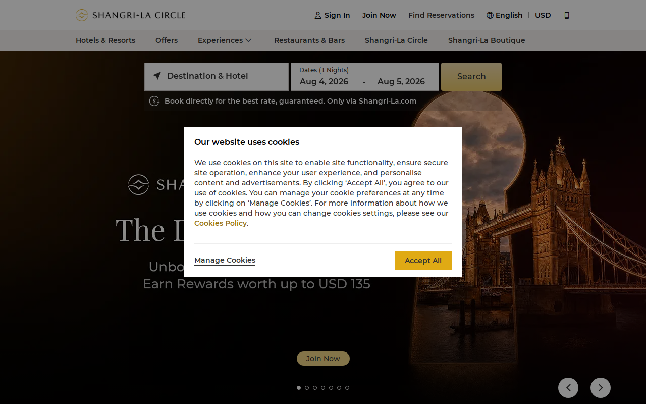 Shangri-La Vintage website preview