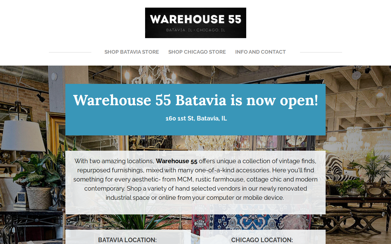 Warehouse 55 website preview