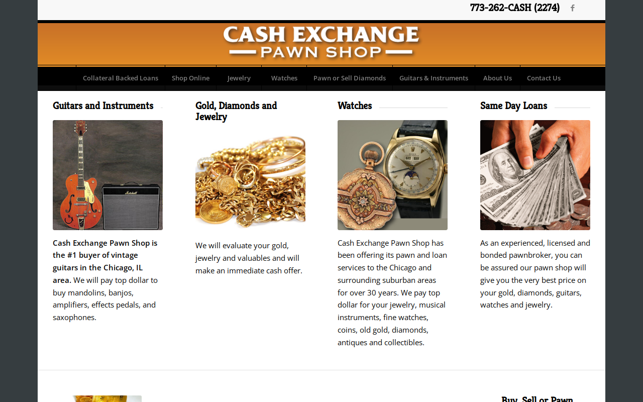 Cash Exchange Jewelry & Loan website preview