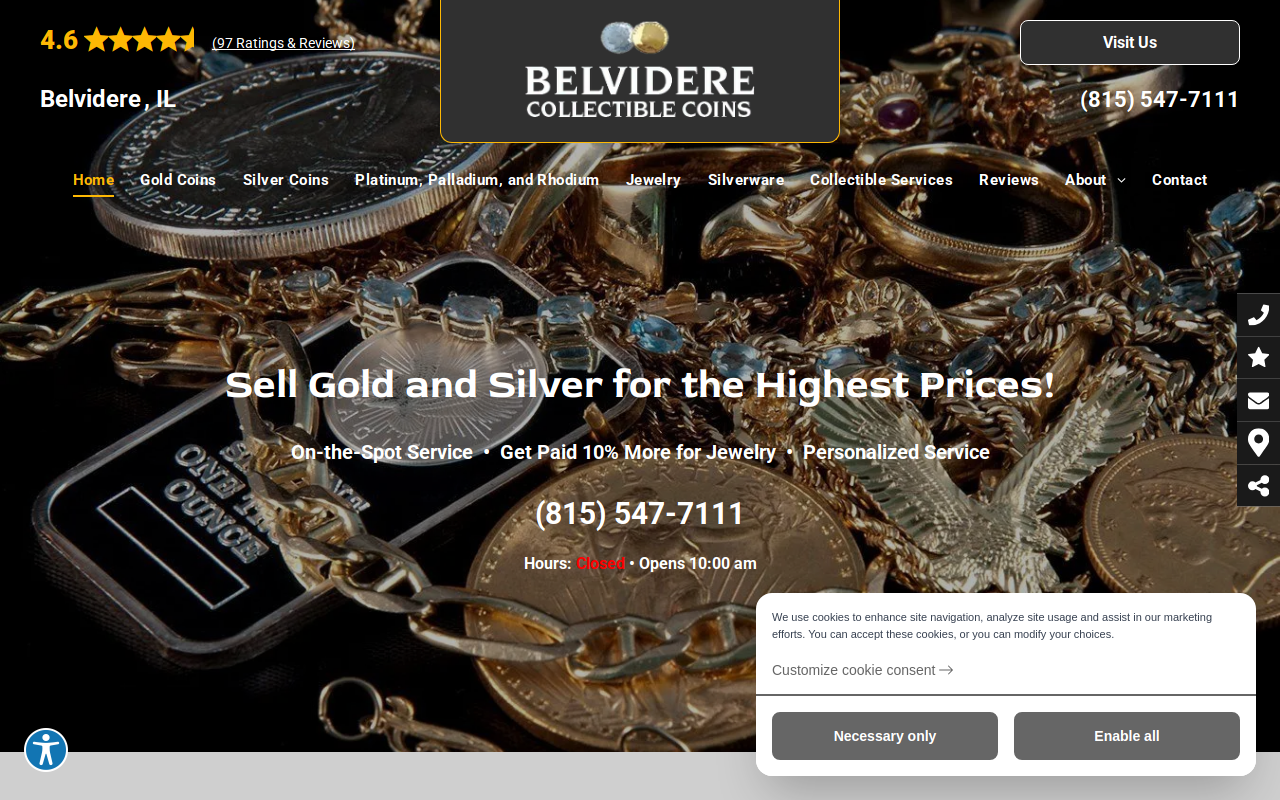 Belvidere Collectible Coins website preview