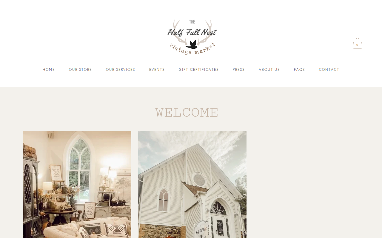 The Half Full Nest Vintage Market website preview