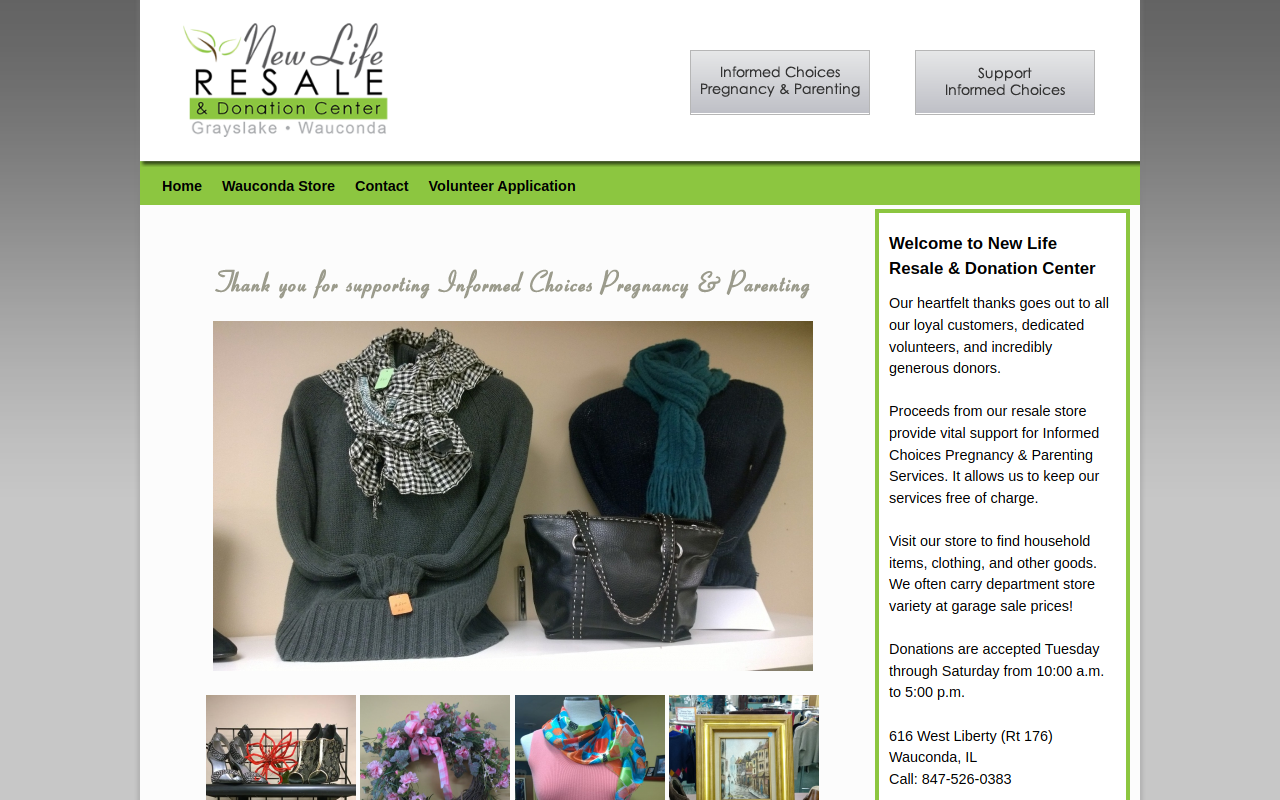 New Life Resale & Donation Center - Wauconda website preview