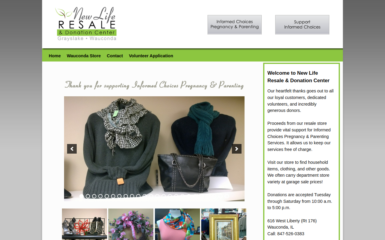 New Life Resale & Donation Center website preview