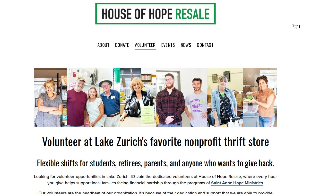 House of Hope Resale website preview