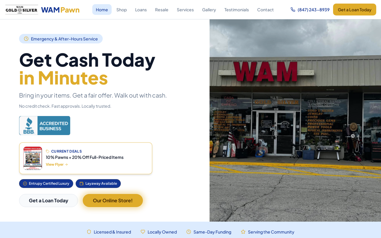 WAM Gold and Silver Exchange website preview