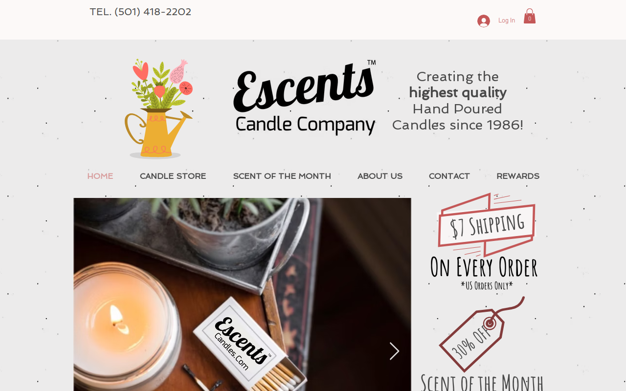 Escents Candle Co website preview