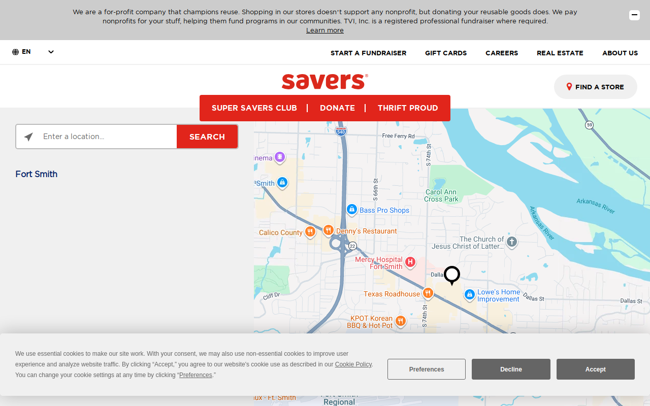 Savers website preview