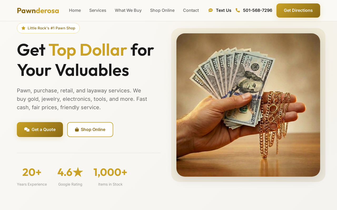 Pawnderosa Pawn Shop website preview