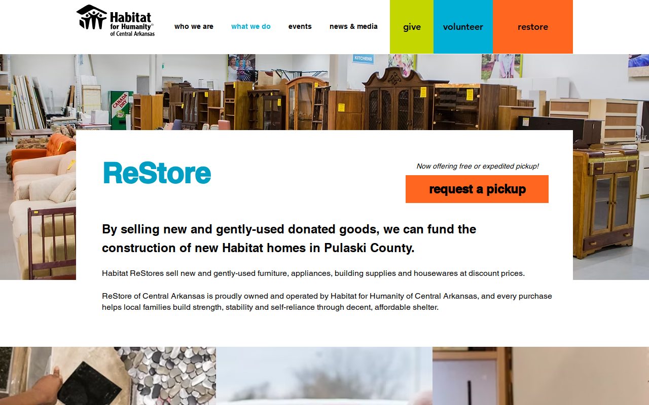 ReStores of Central Arkansas website preview
