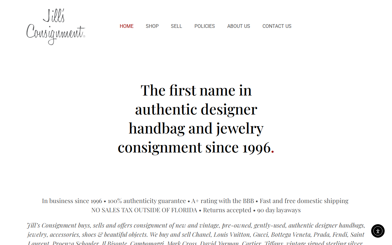Jill's Consignment Boutique website preview
