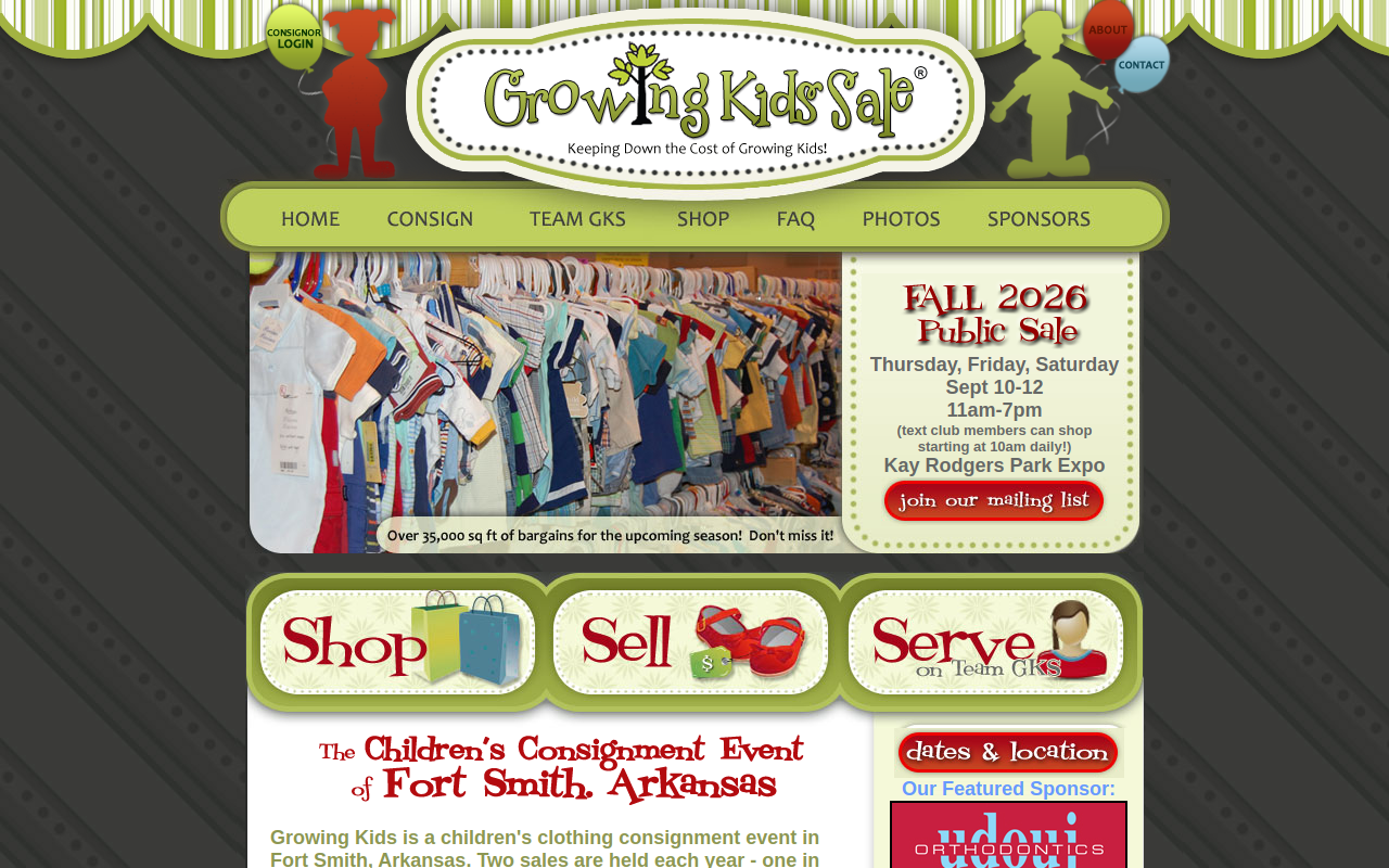Growing Kids Children's Consignment Event of Fort Smith, Arkansas website preview