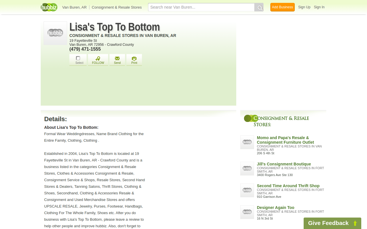 Lisa's Top To Bottom website preview