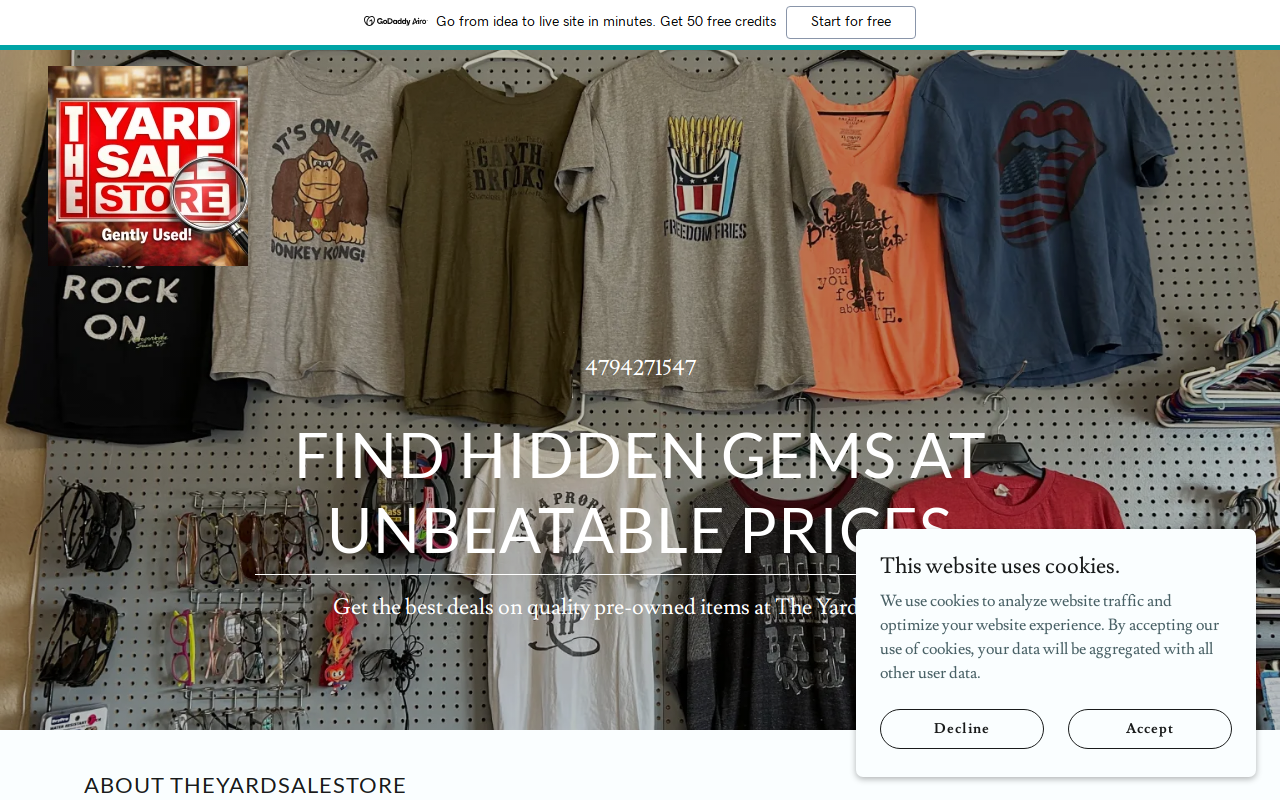 The YardSale Store website preview