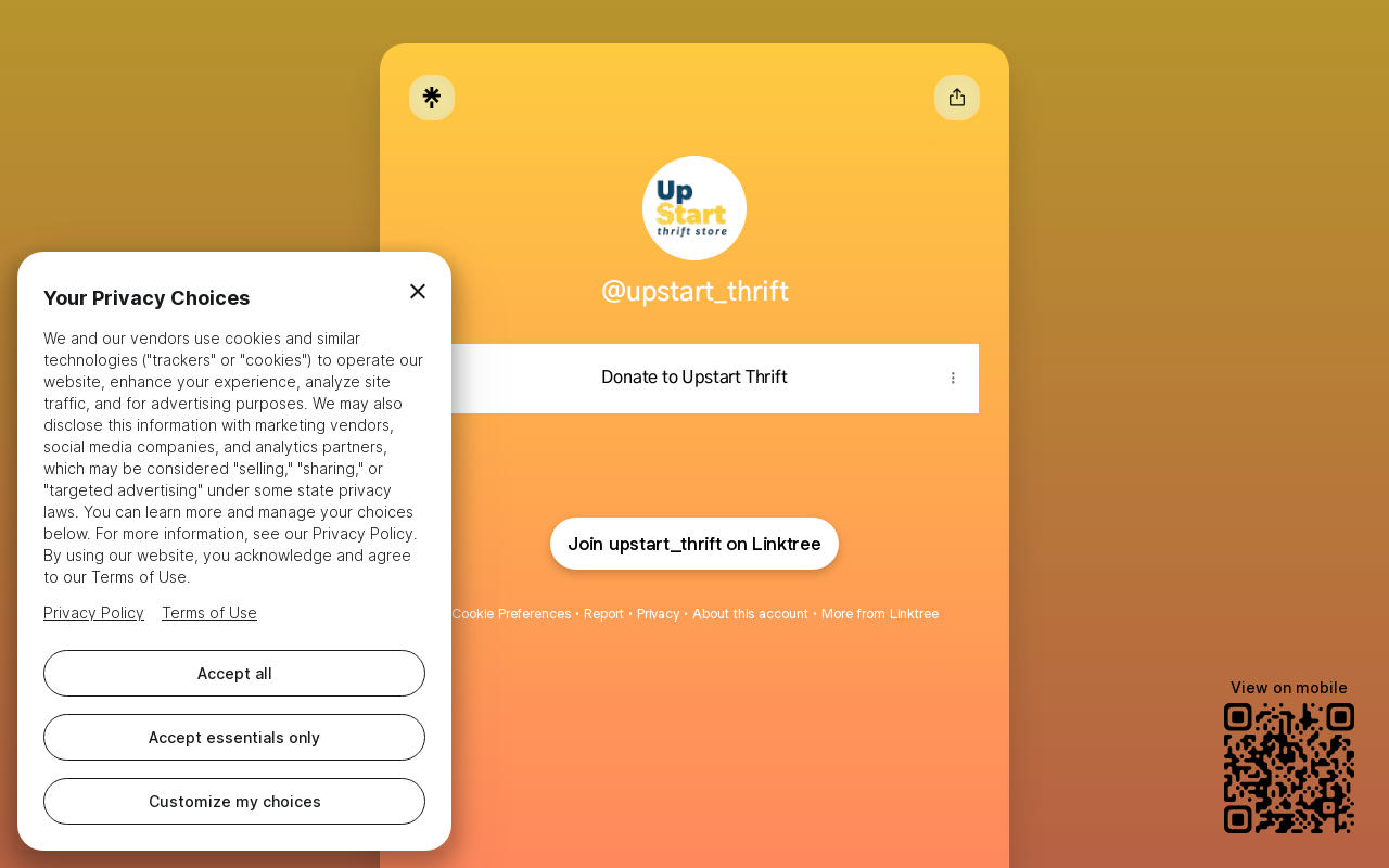 Upstart Thrift Store website preview