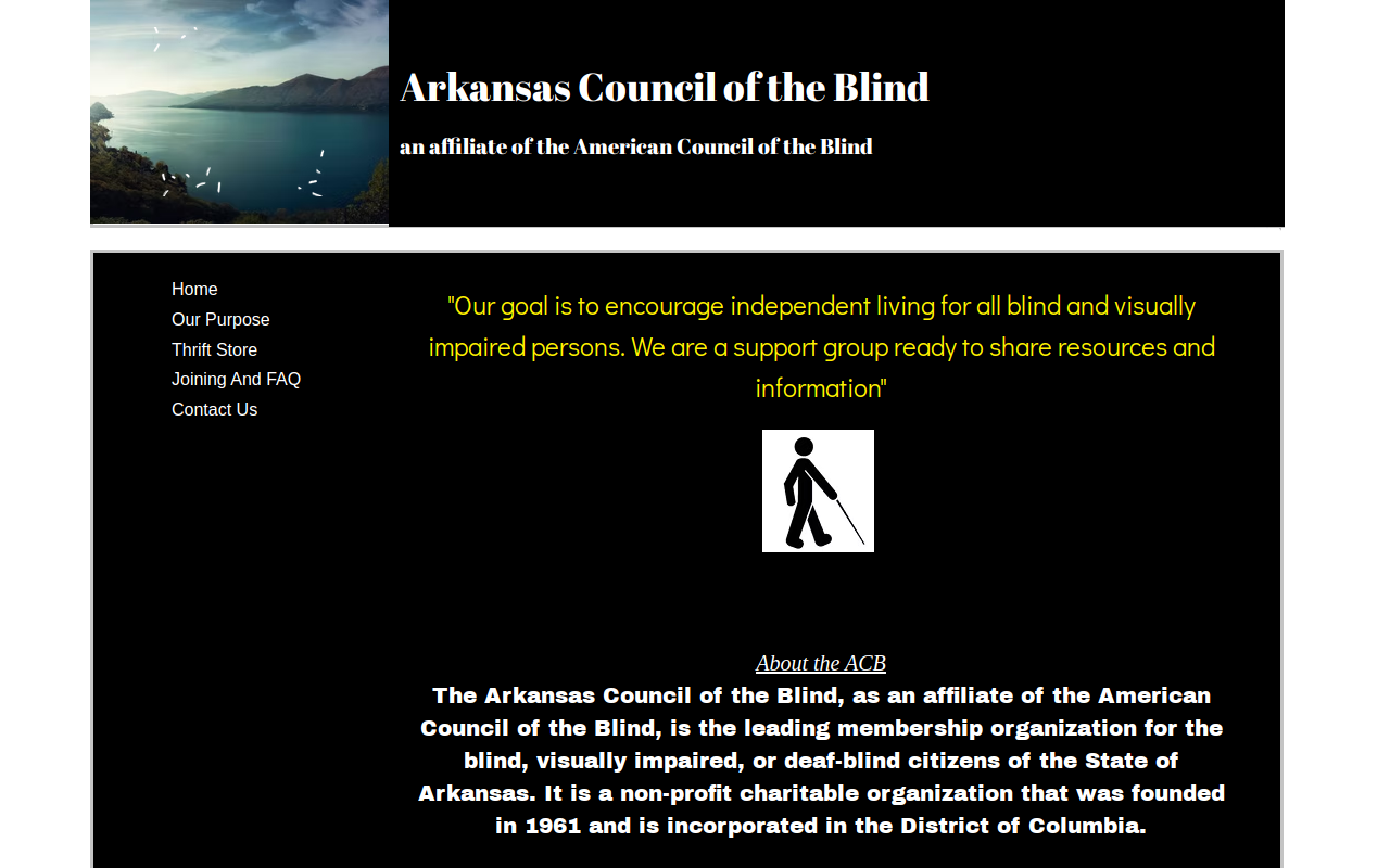 Arkansas Council of the Blind website preview
