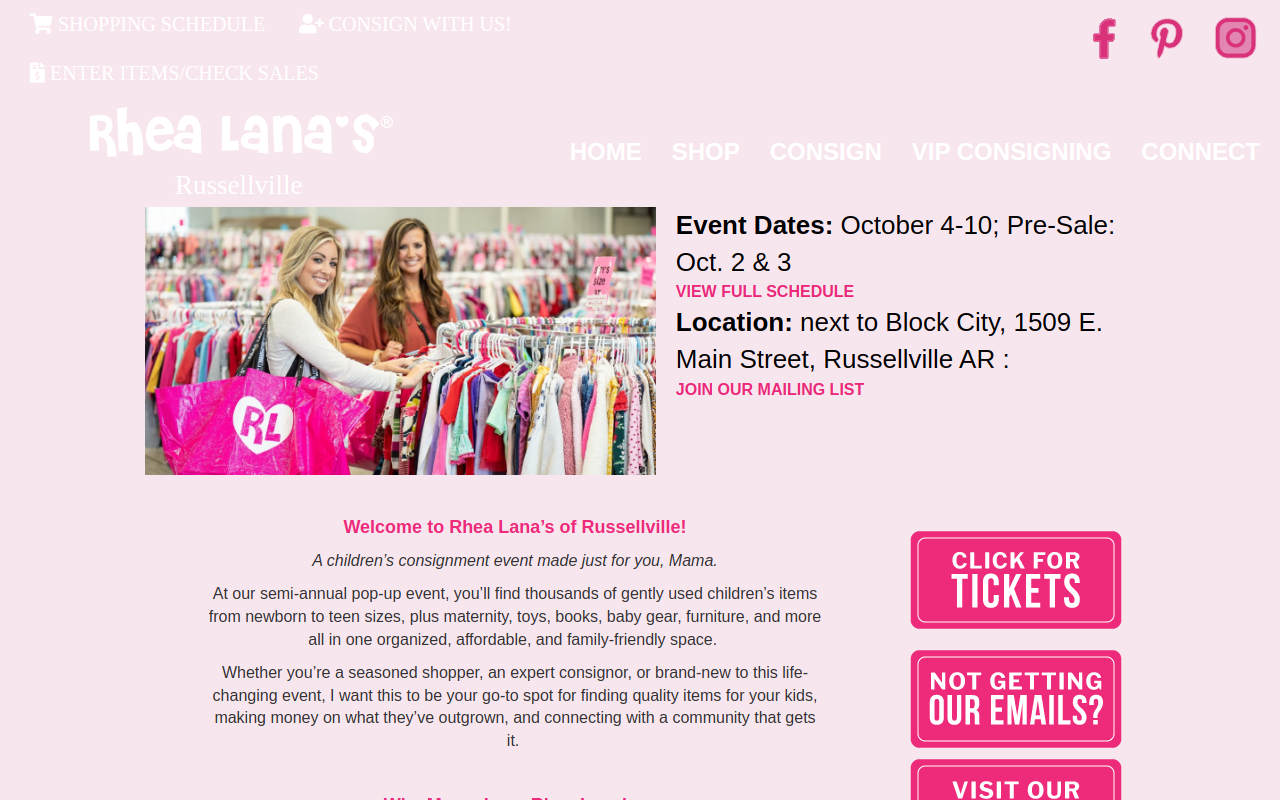 Rhea Lana's of Russellville! website preview