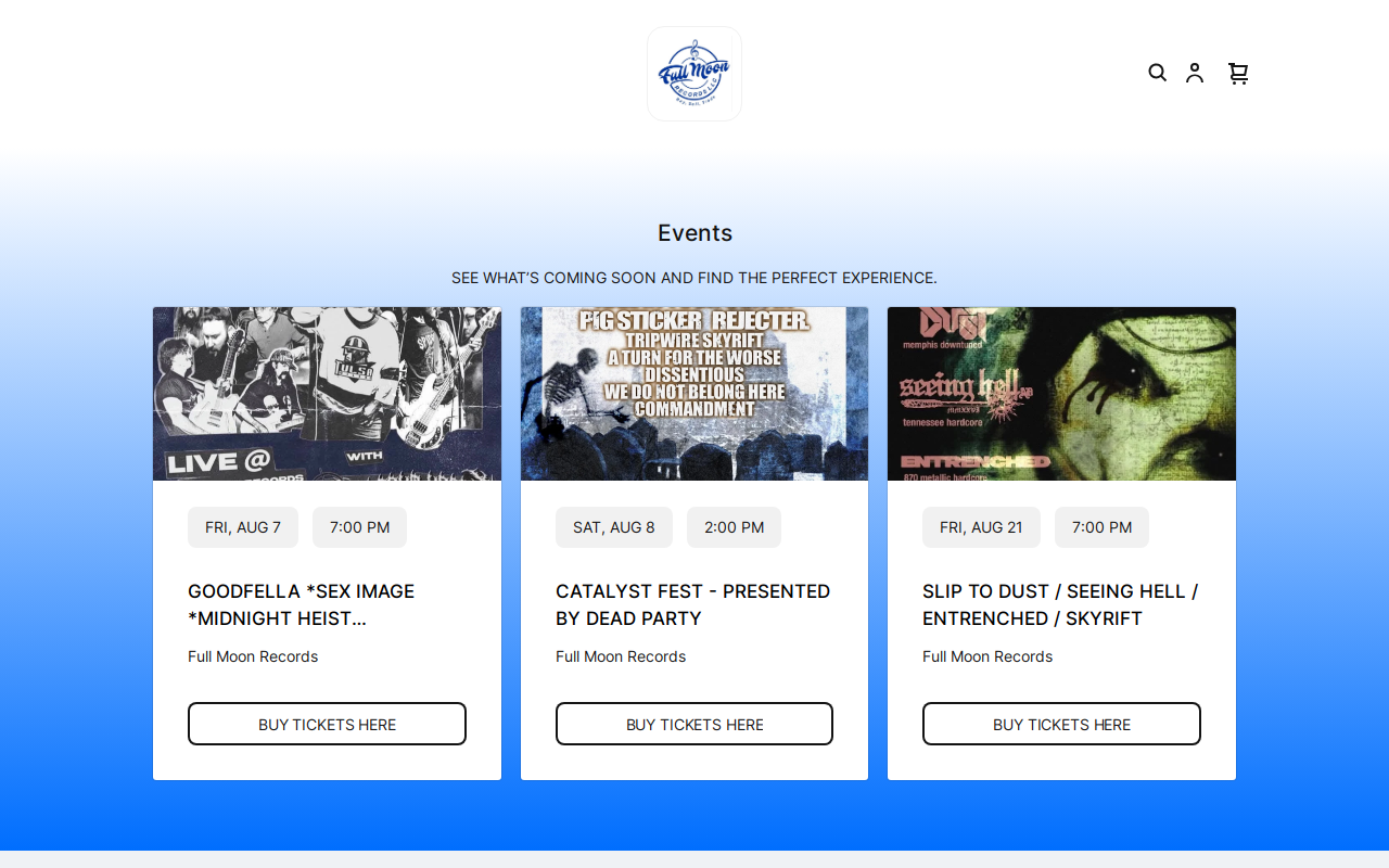 Full Moon Records website preview