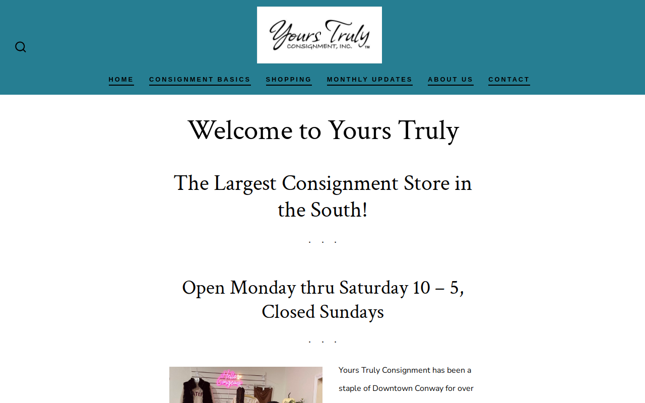 Yours Truly Consignment website preview