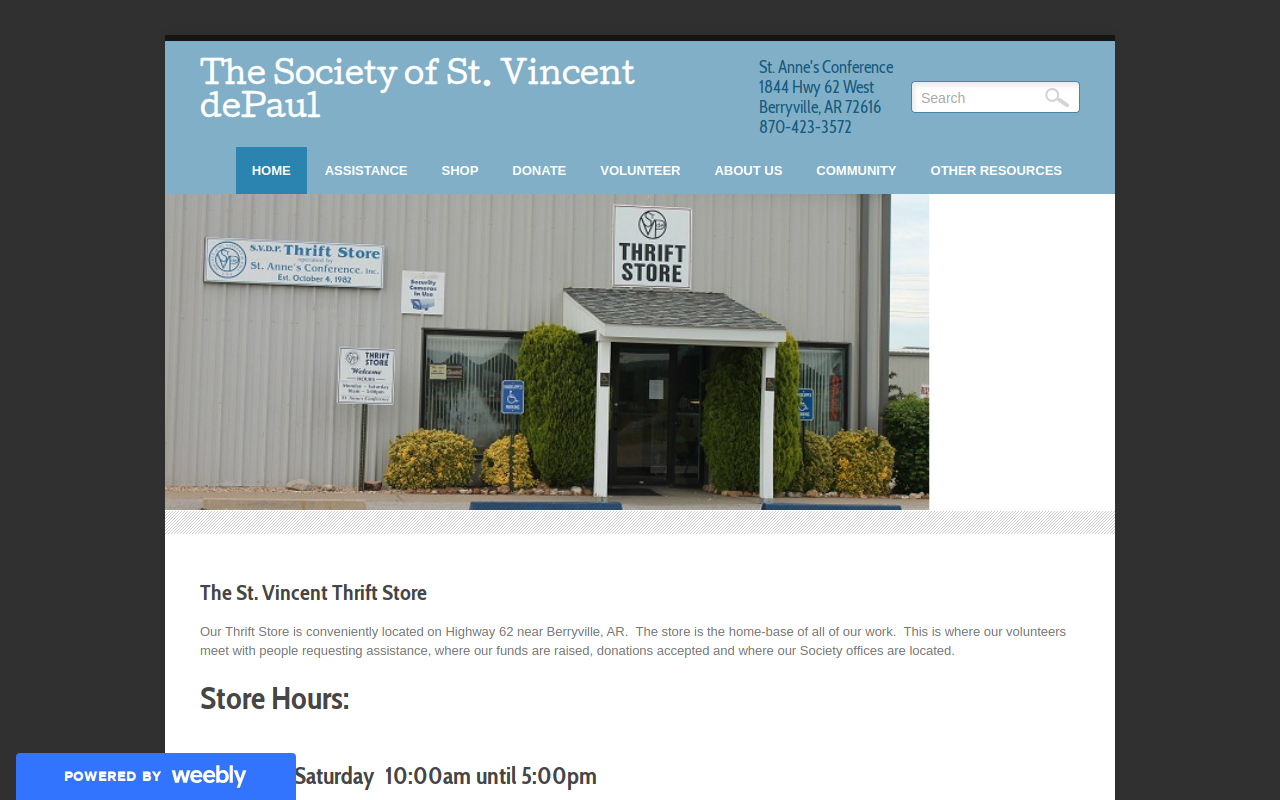 St Vincent De Paul Society Thrift Store website preview