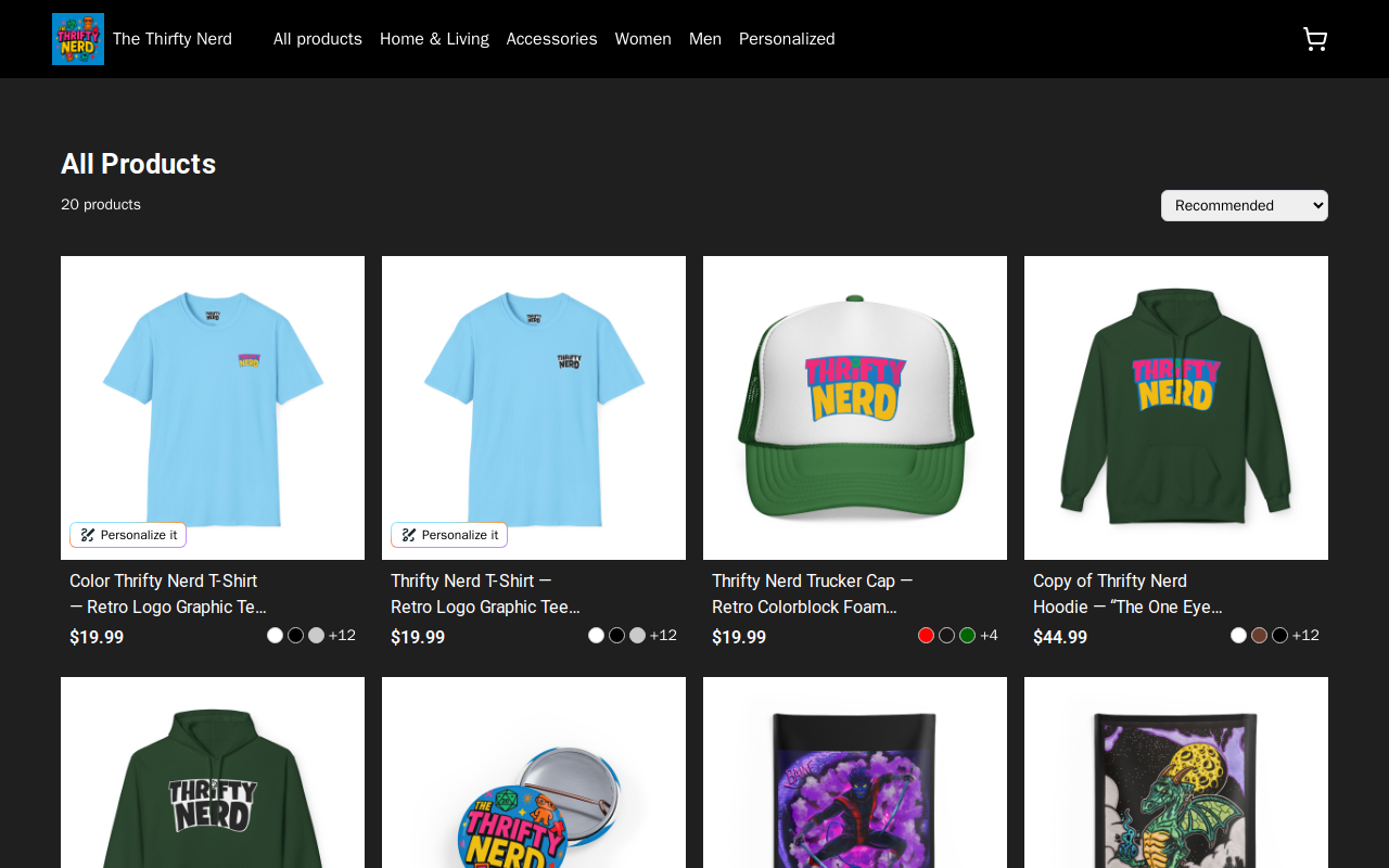 The Thrifty Nerd website preview