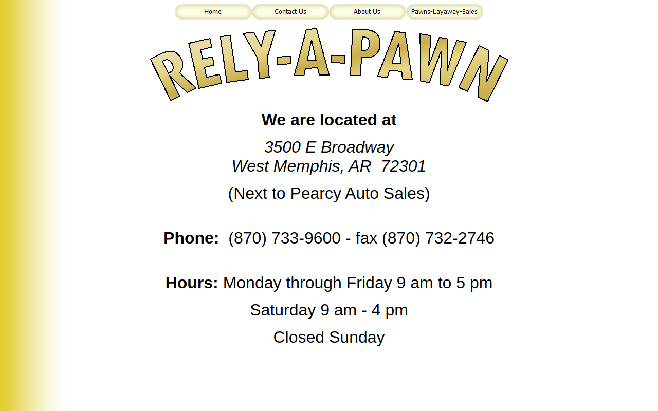 Rely A Pawn website preview