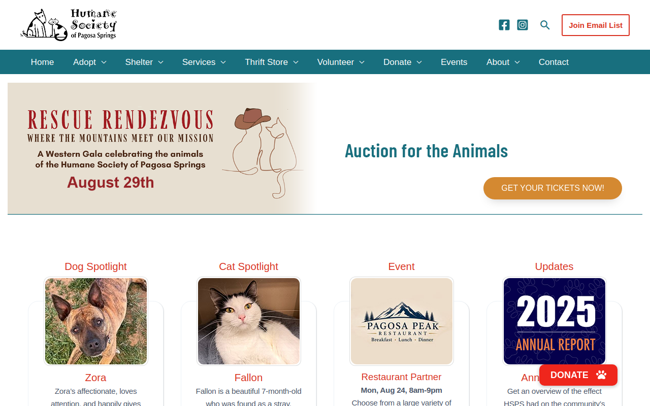 Humane Society Thrift Store website preview