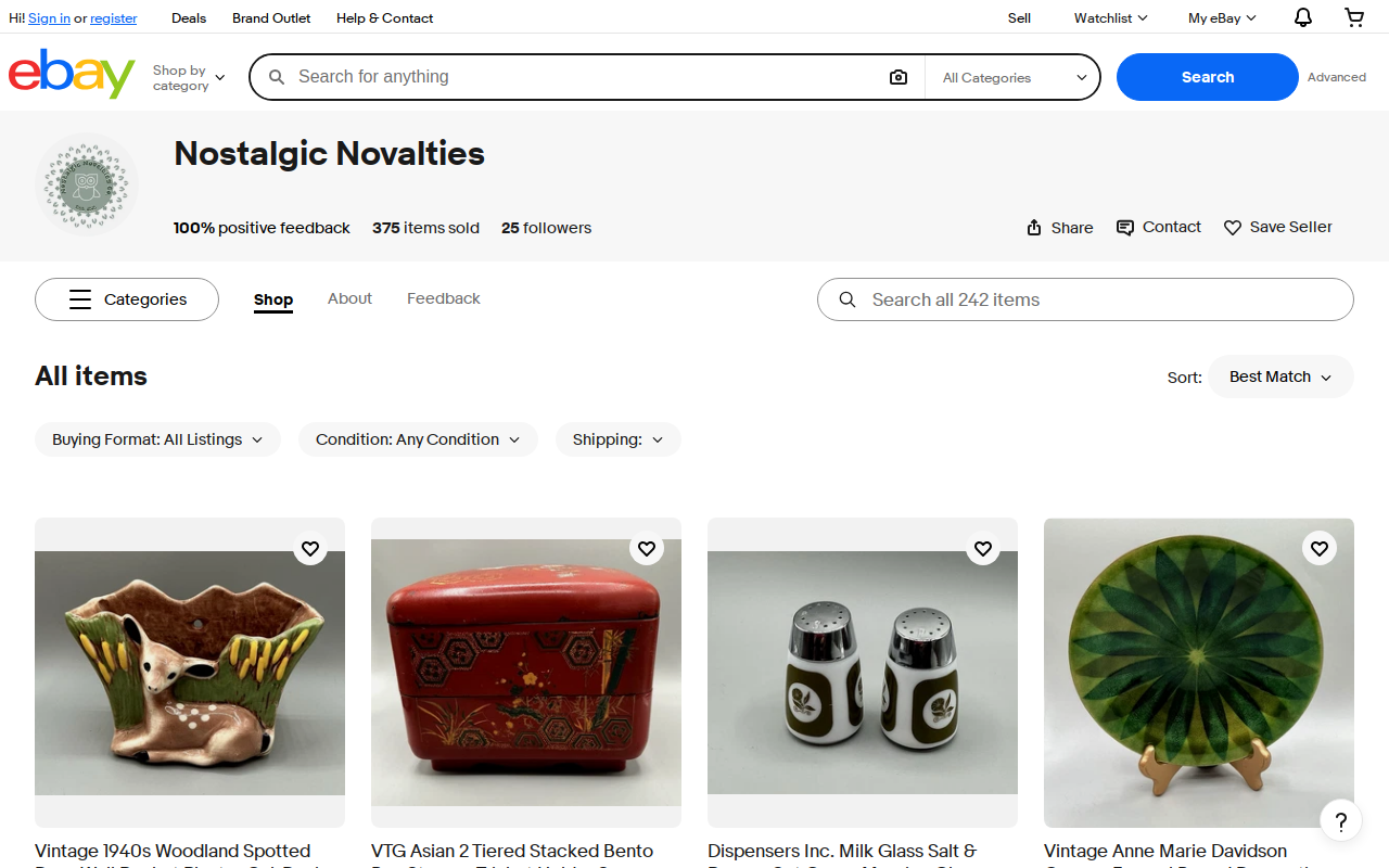 Nostalgic Novalties website preview