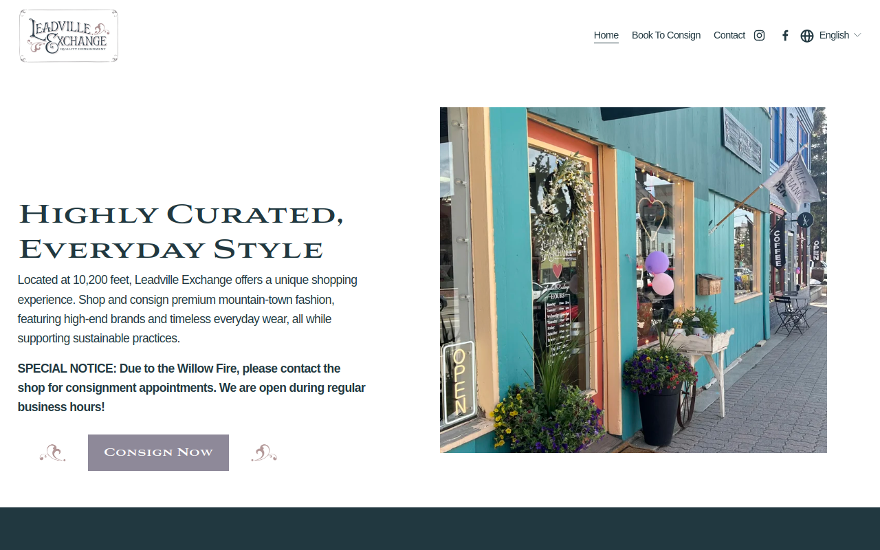 Leadville Exchange website preview