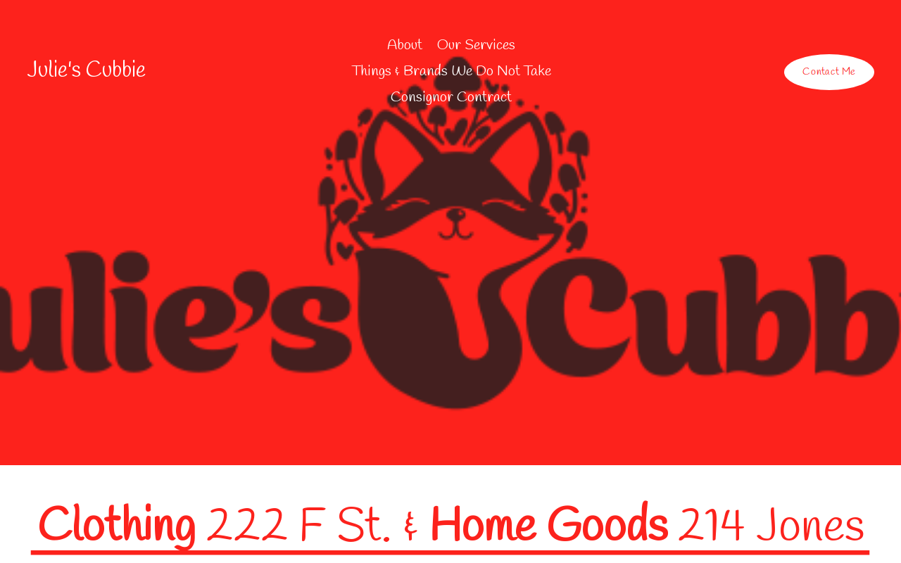 Julie's Cubbie Clothing Consignment website preview