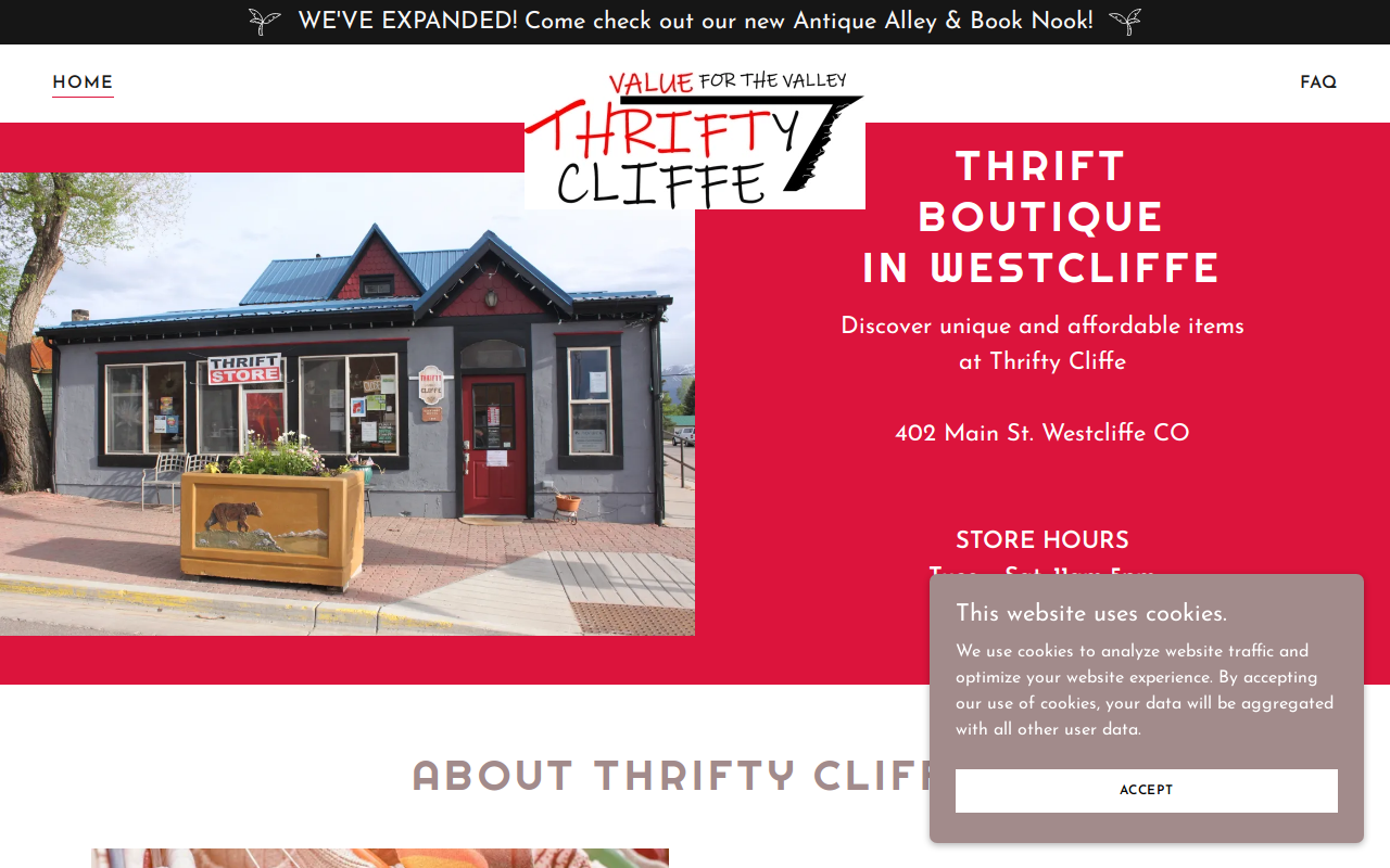 The Thrifty Cliffe, LLC website preview