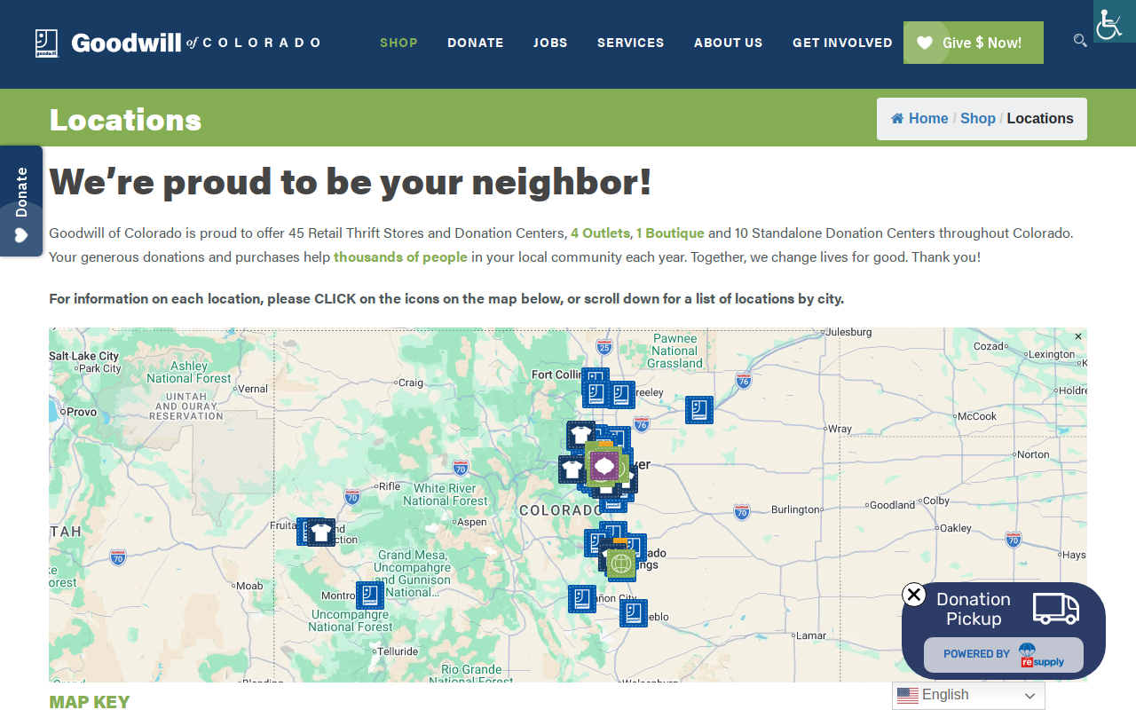 Goodwill Wadsworth Donations website preview