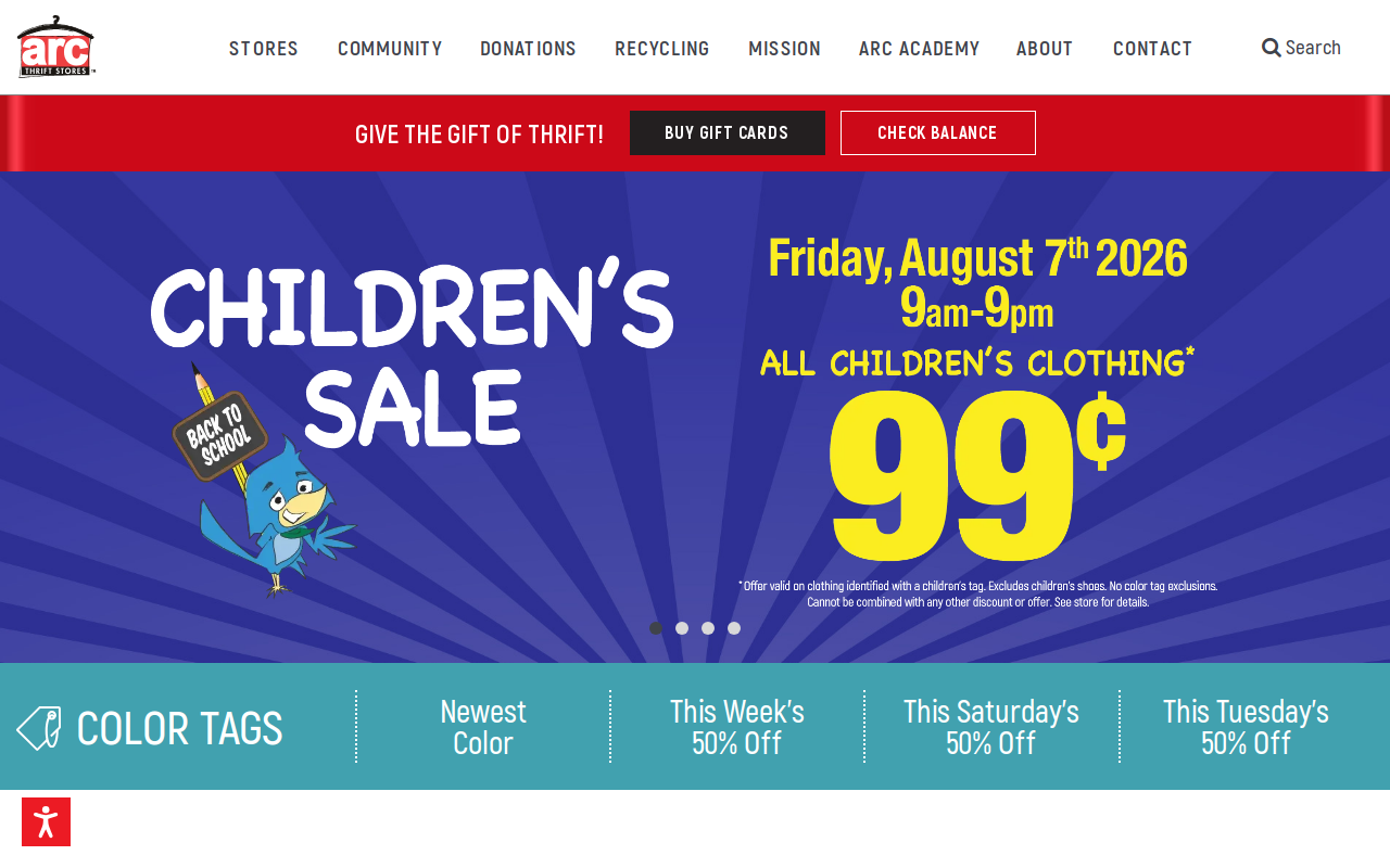 Association For Retarded Citizens-Arc Thrift Stors website preview
