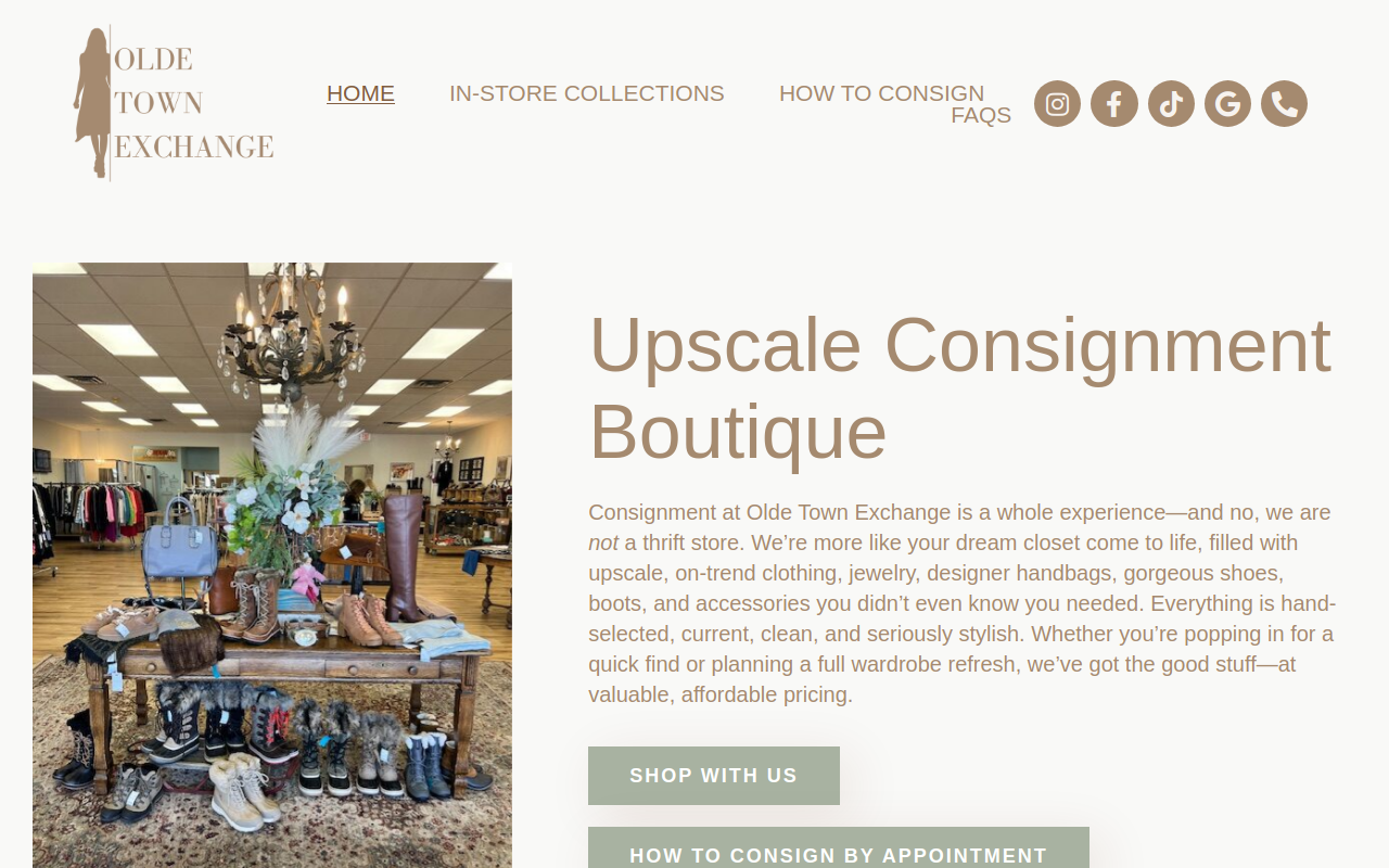 Olde Town Exchange Consignment Store website preview
