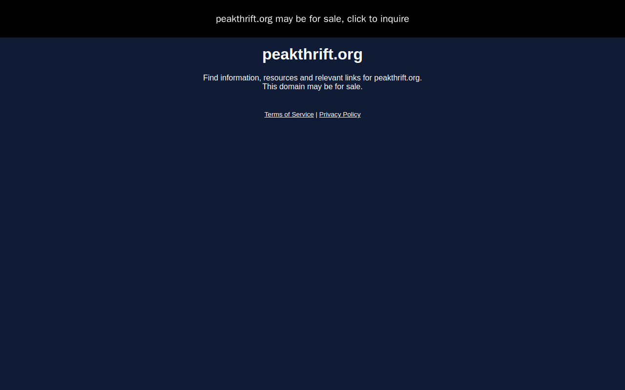 Peak Thrift website preview