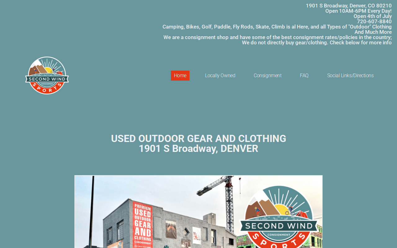 Second Wind Sports website preview