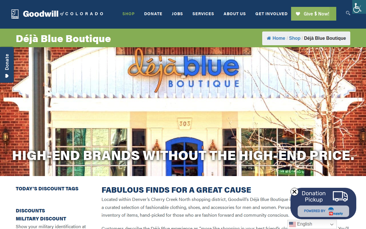 Deja Blue Boutique website preview