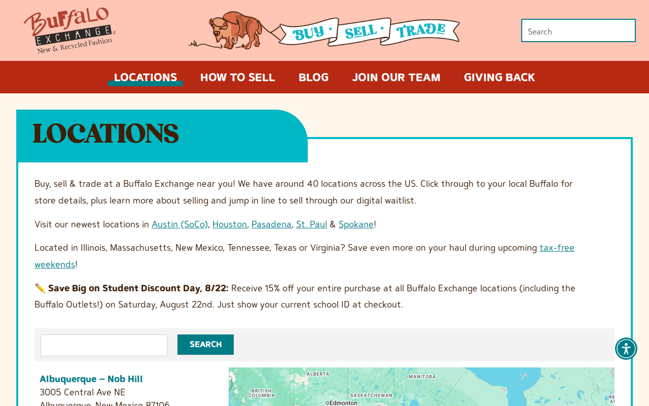 Buffalo Exchange website preview