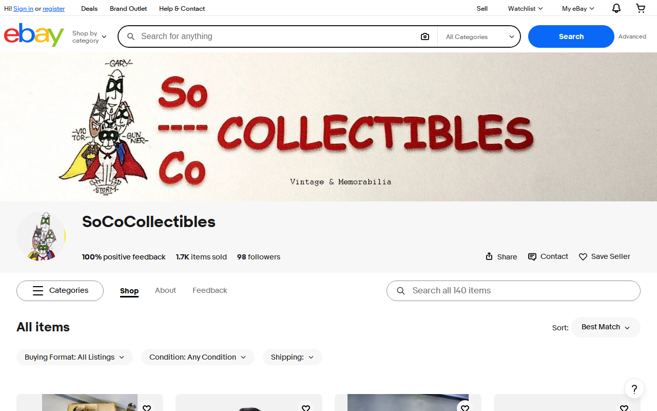 SoCo Collectibles website preview