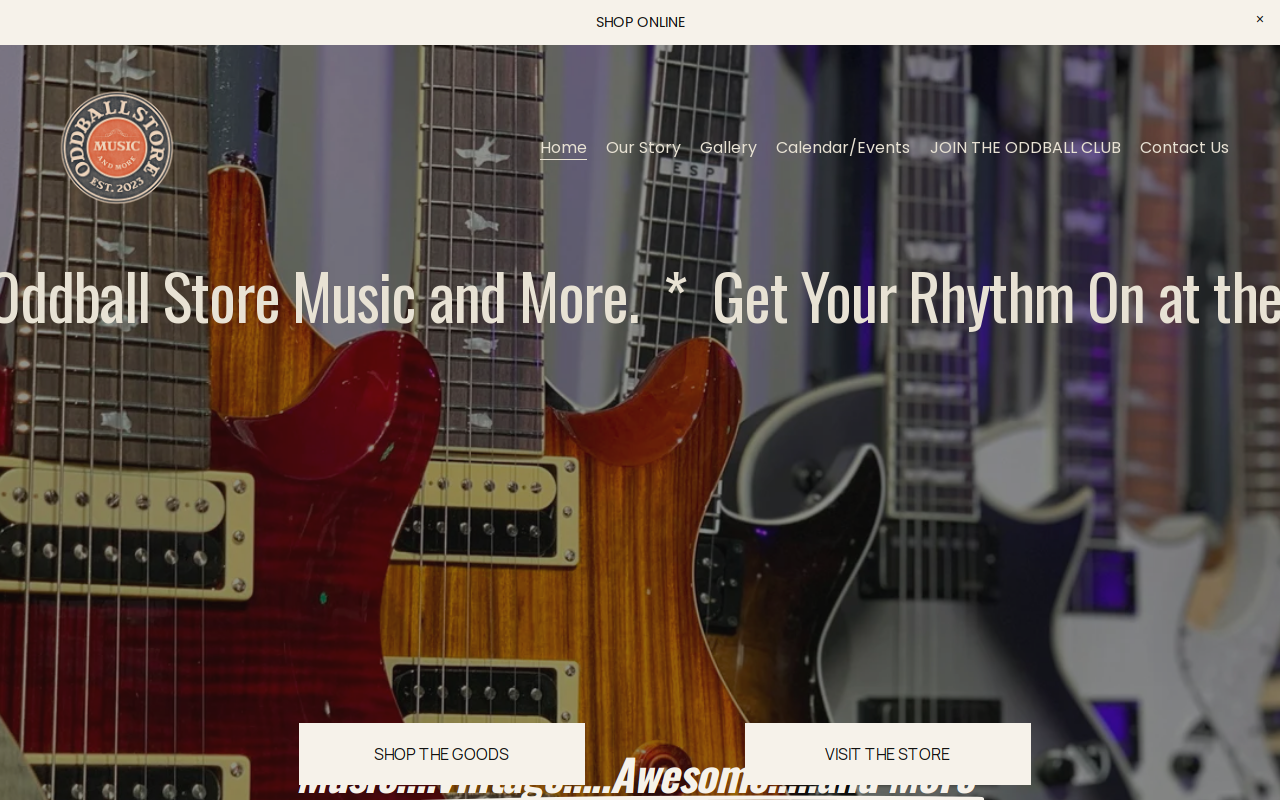 Oddball Store Music and More website preview