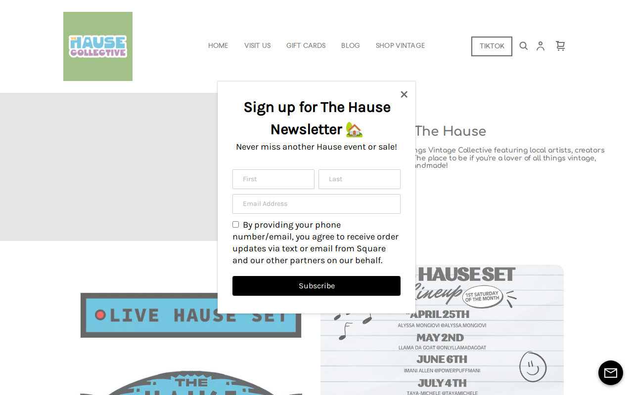 The Hause Thrift & Lounge website preview