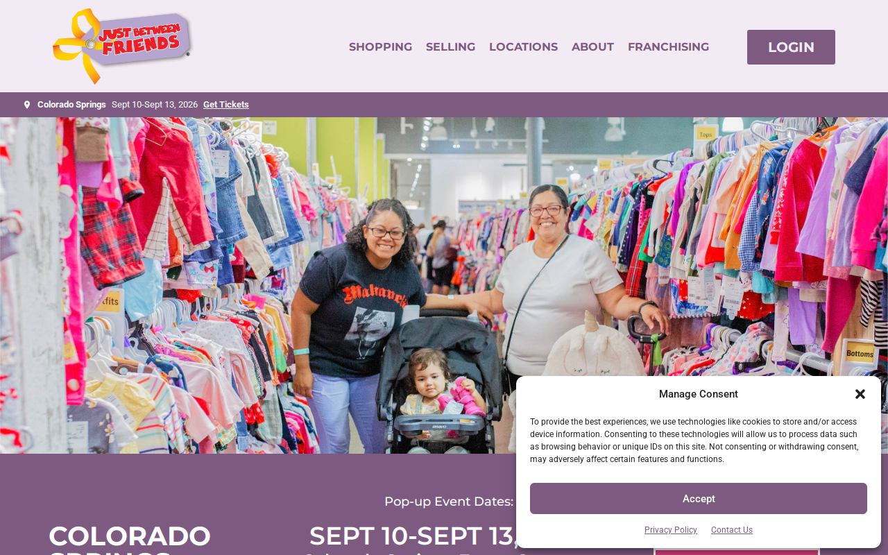 Just Between Friends Colorado Springs website preview
