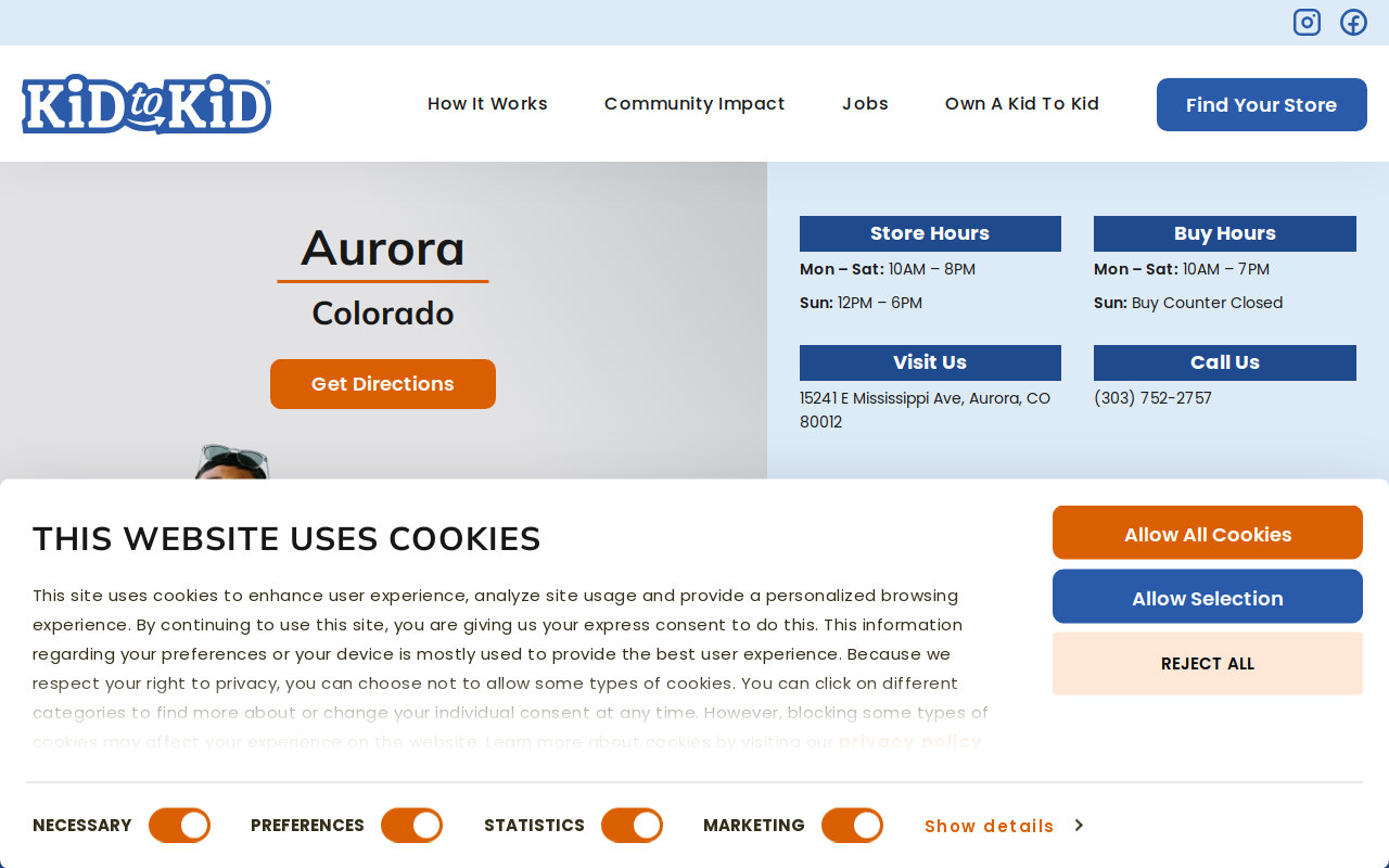 Kid to Kid Aurora website preview